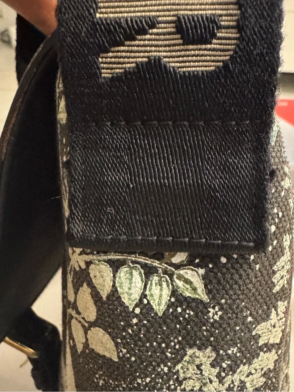 Dior Black leather Messenger Bag with Gold Magical Print and Logo Strap